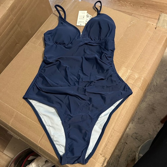 Cupshe Other - Cupshe Women Navy Blue Ruched Tummy Control One Piece Swimsuit ASL9035LR Size S